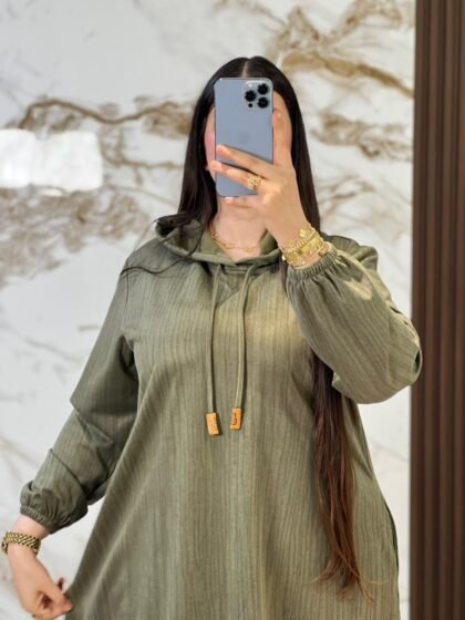 Djellaba Fluide avec Détails Dentelle